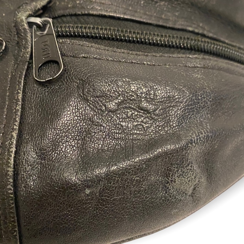 Toni Vintage Black Leather Fanny Pack / Bum Bag - Picture 6 of 8